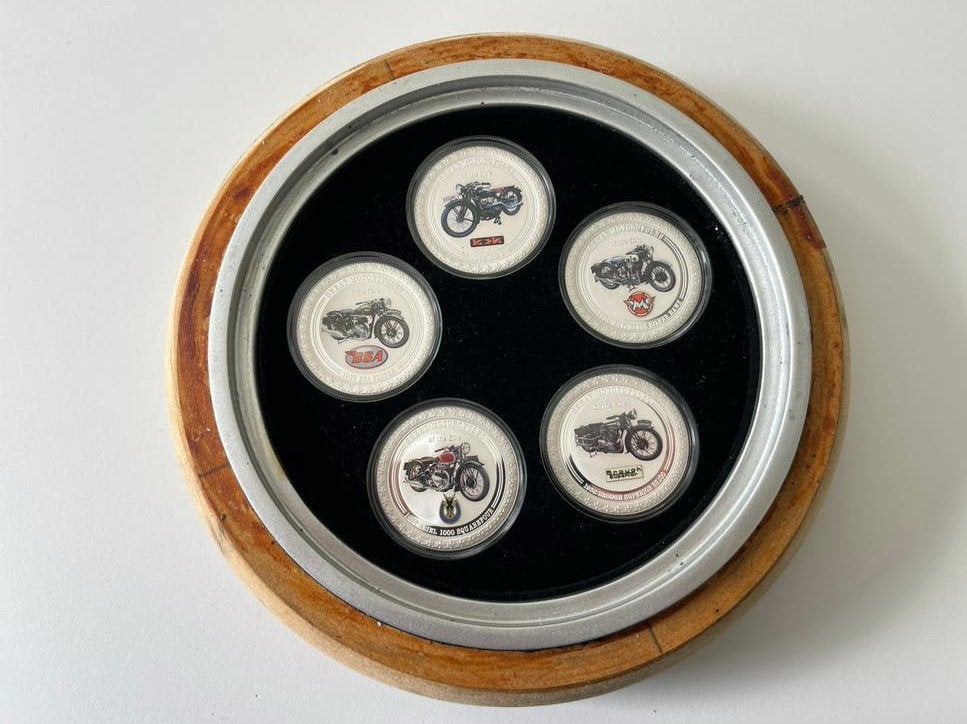 Set 5x 1oz Zilveren Munten "Great Motorcycles of the 30's", Ophalen of Verzenden, Zilver