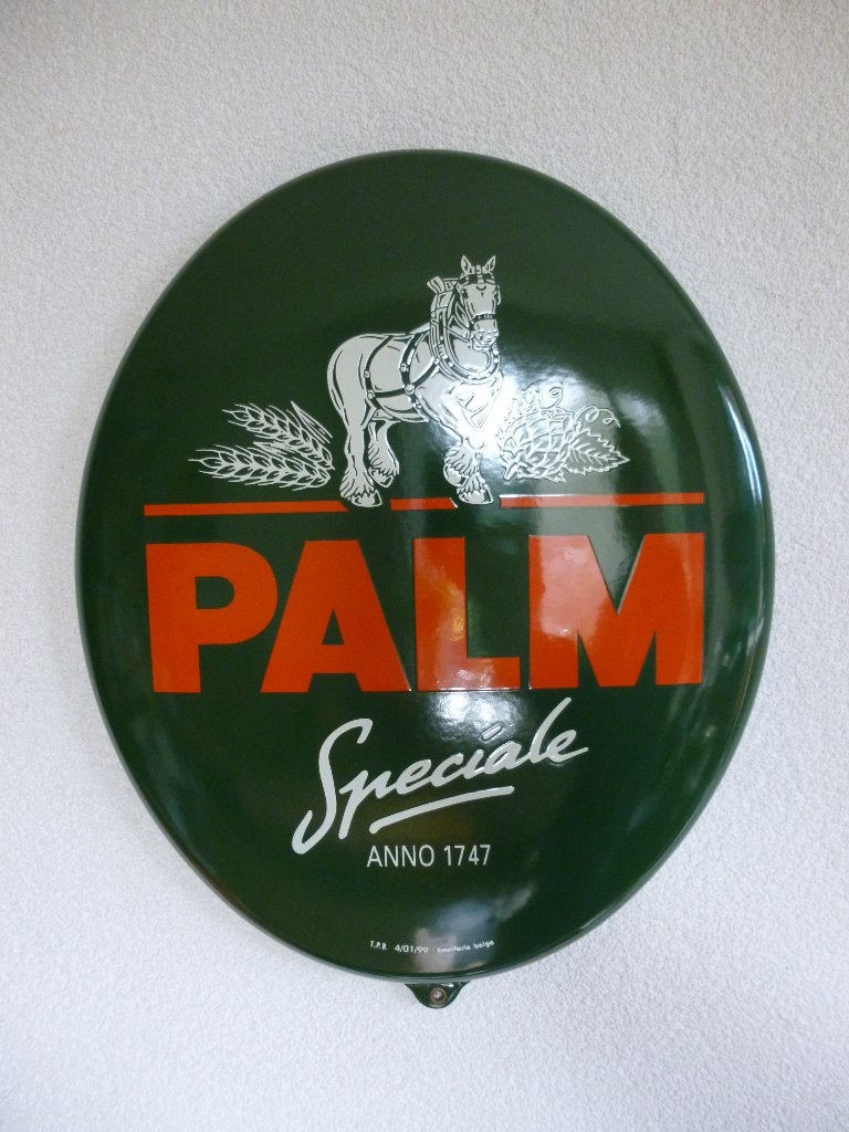 EMAILLE RECLAMEBORD"PALM BIER SPECIALE"UIT 1999, Enlèvement ou Envoi, Comme neuf, Panneau publicitaire