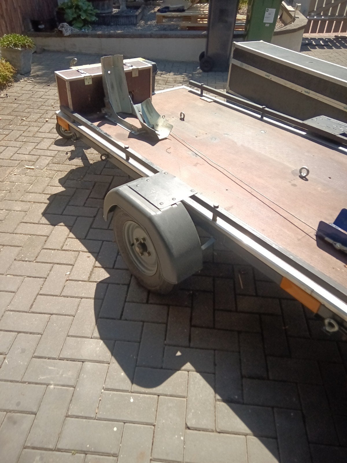 platte aanhangwagen voor moto of quad , zitmaaiers,bakfrees,, Enlèvement, Utilisé