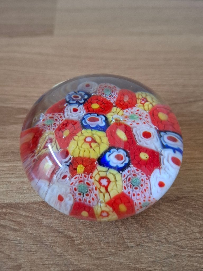 Kleurrijke millefiori glazen presse-papier, Ophalen of Verzenden