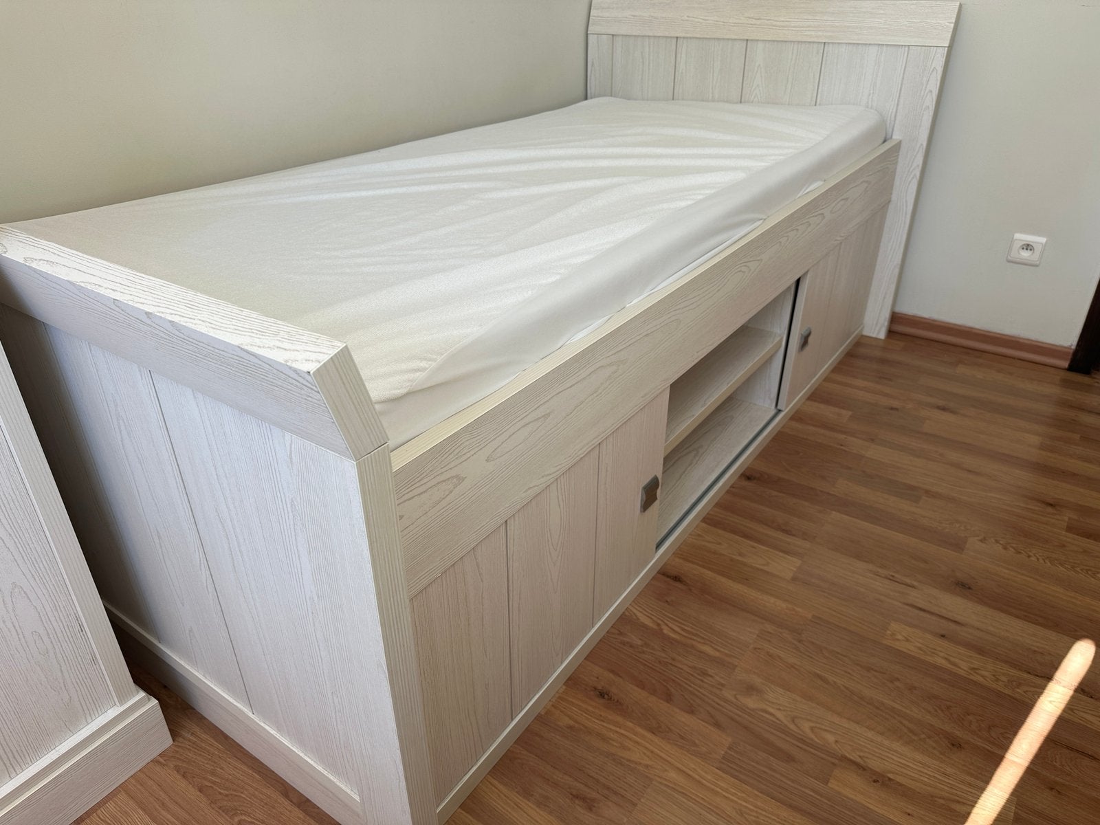 Bed, Ophalen, Gebruikt, 90 cm, Wit