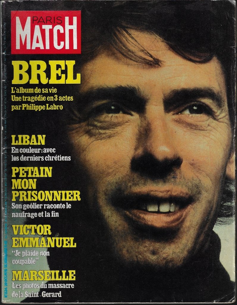 Journal Paris-Match N1534 20/10/1978 JACQUES BREL, Verzamelen, Ophalen of Verzenden, 1960 tot 1980, Krant