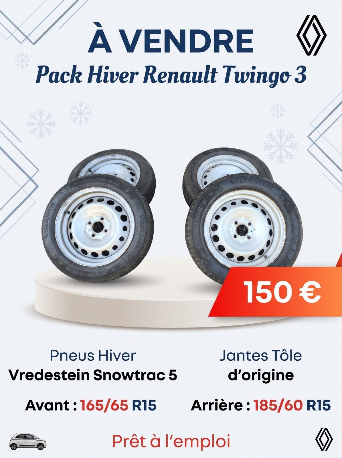 jantes hiver Renault twingo 3, Autos : Pièces & Accessoires, Enlèvement, Pneu(s)