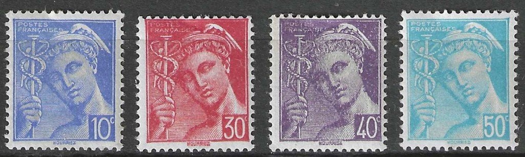 Francia 1942 - Yvert 546-549 - Type Mercure (PF), Envoi, Non oblitéré