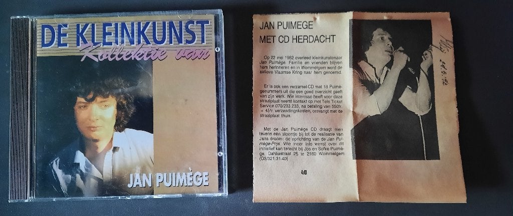 Jan Puimege  - De kleinkunst collectie van cd, CD & DVD, CD | Néerlandophone, Enlèvement ou Envoi, Utilisé, Autres genres