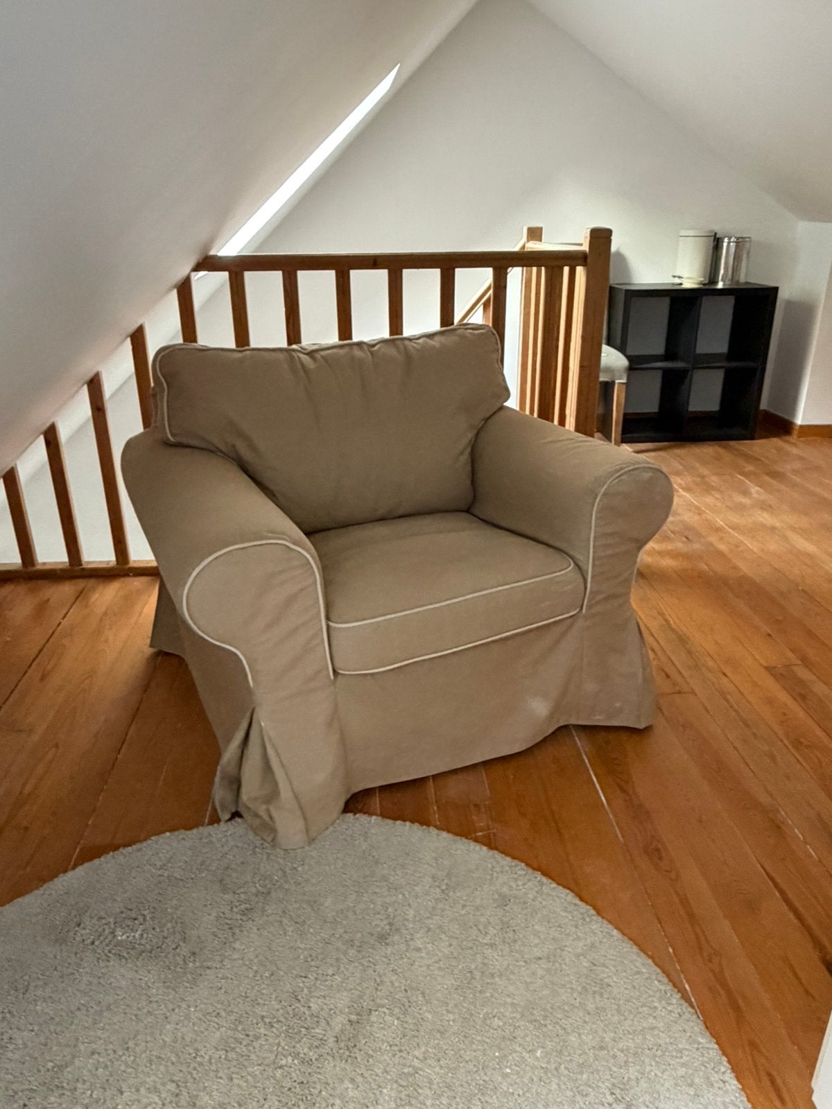 Fauteuil beige confortable, Maison & Meubles, Fauteuils, Enlèvement, Utilisé