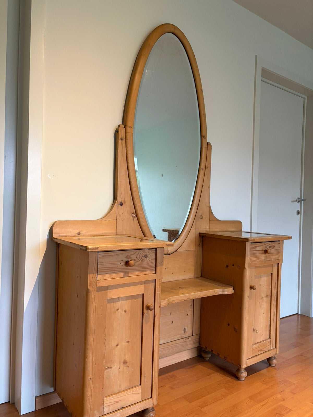 Massief grenen kaptafel, Ophalen, Gebruikt, 100 tot 150 cm, Rustiek