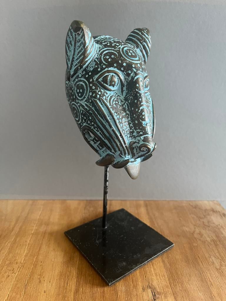 Bronzen luipaardkop, Antiek en Kunst, Ophalen of Verzenden