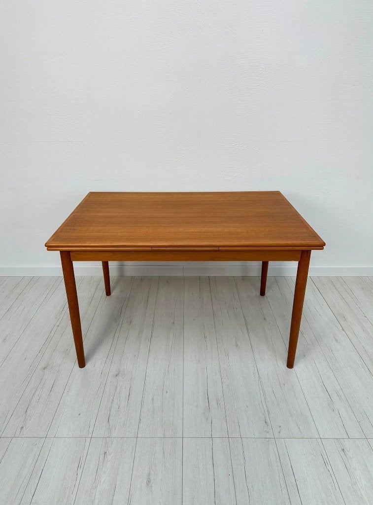 Grande table extensible minimaliste en teck vintage 60s, Antiquités & Art, Enlèvement