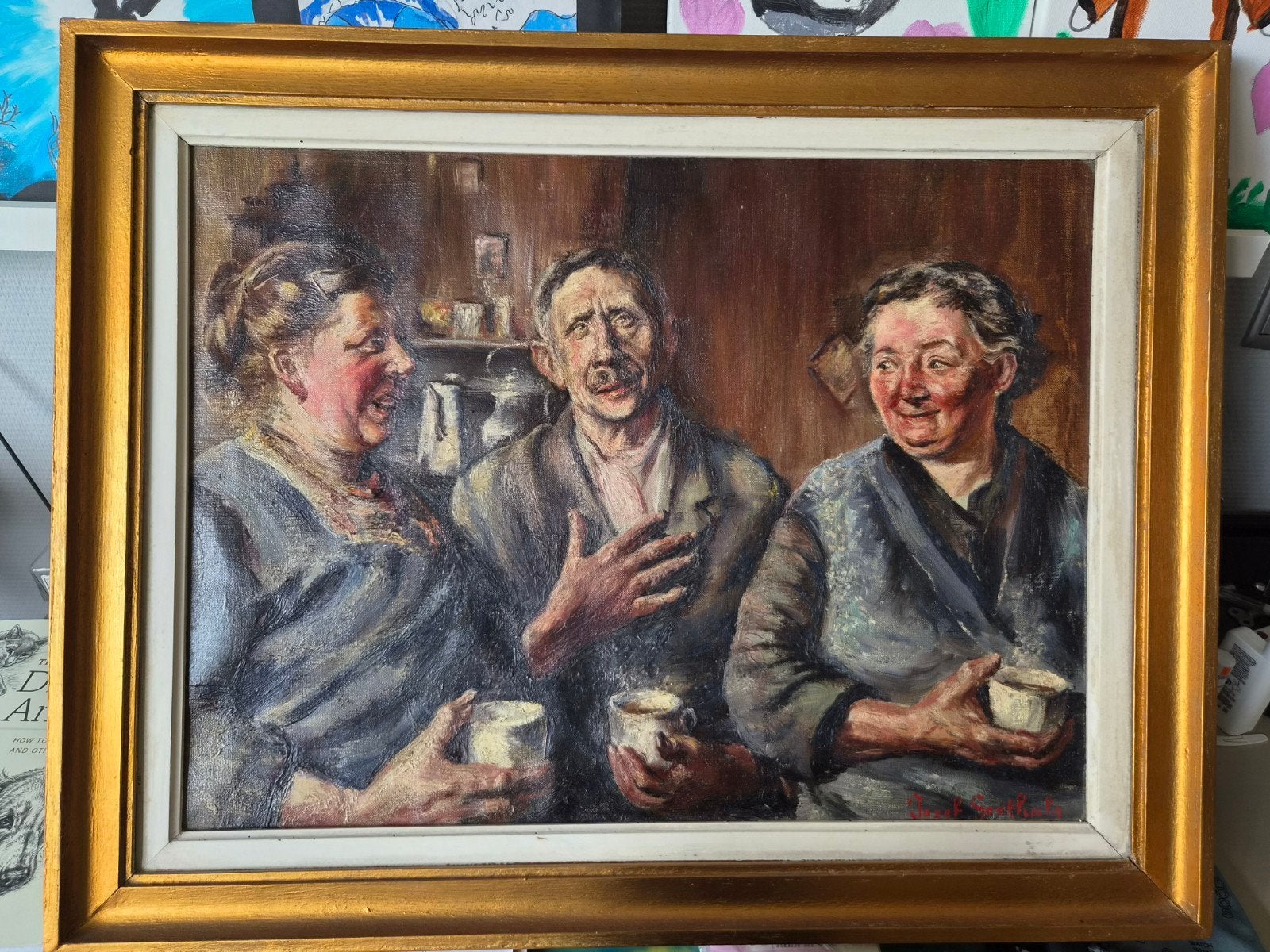 schilderij olie op doek. Jozef  Goethals,1874-1943, Antiek en Kunst, Ophalen, Doek, Portret of Personen, Olieverf