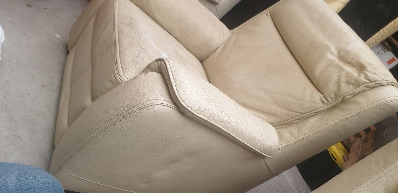 Salon blanc / beige clair, Maison & Meubles, Enlèvement, Utilisé, Cuir