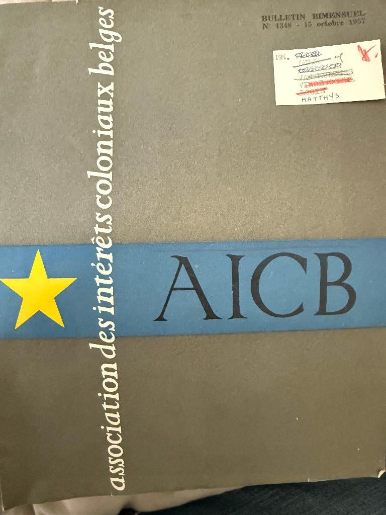 Vereniging van Belgische koloniale belangen (AICB), 1957, Verzenden