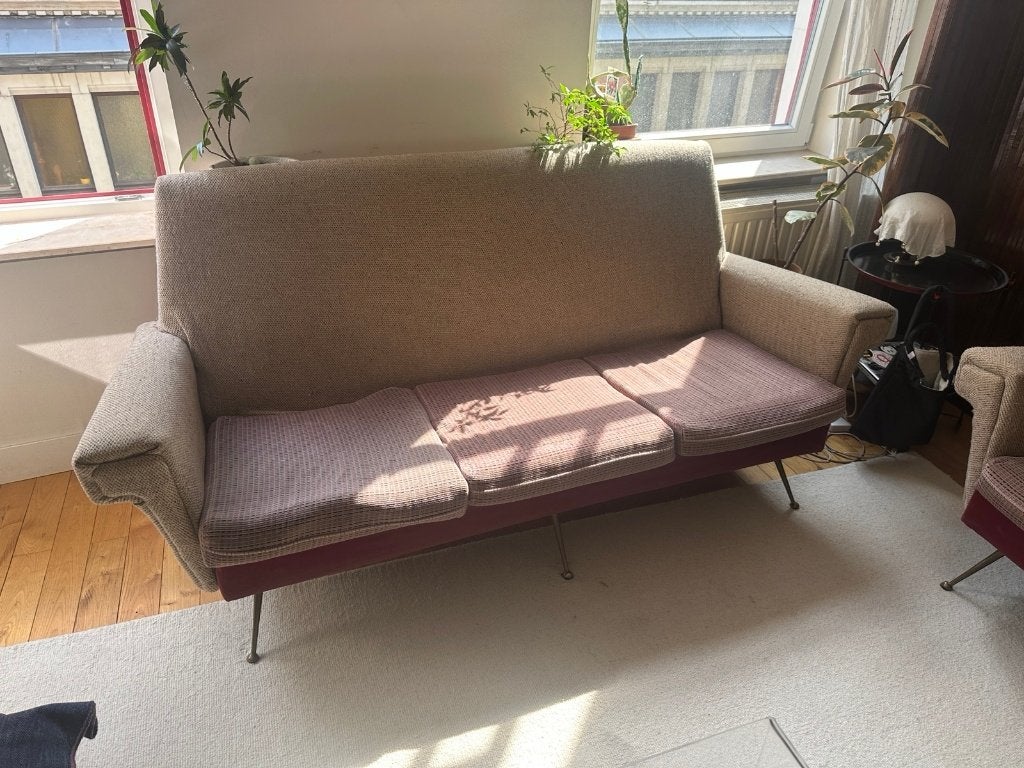 Canapé et fauteuil vintage, Enlèvement, Utilisé, Vintage 70's, Tissus