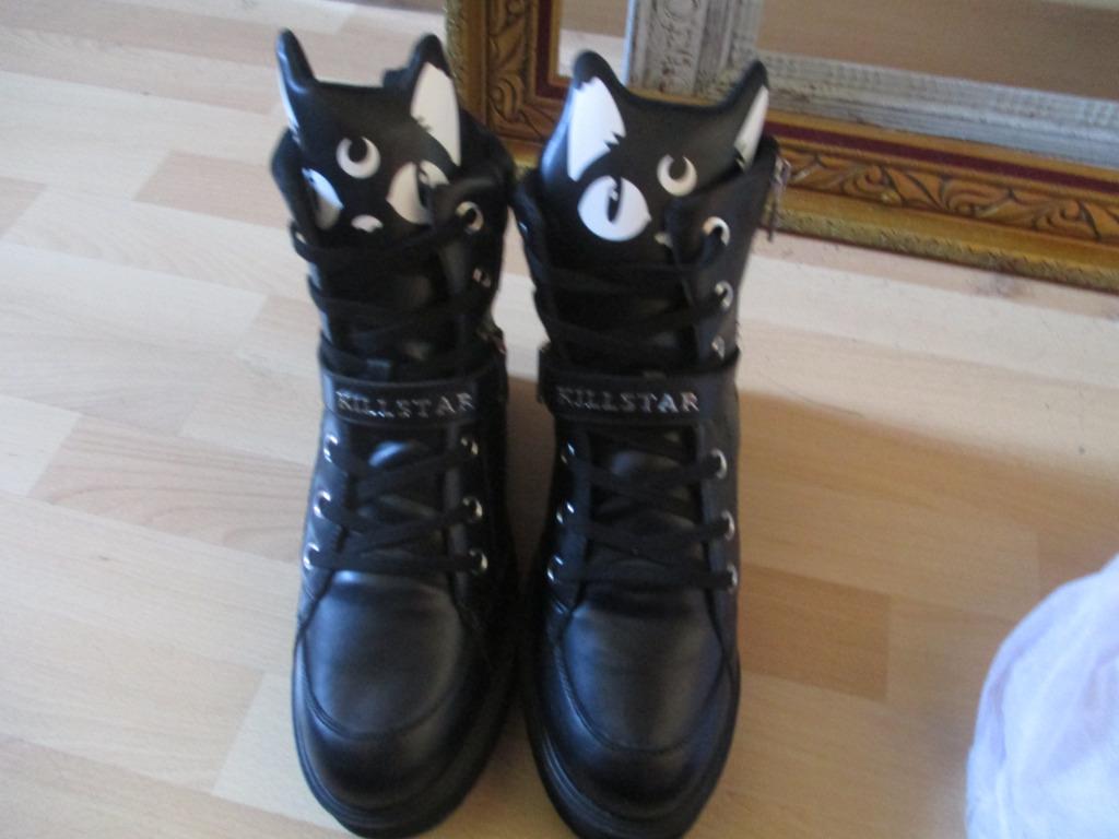 keiko schoenen motief kat van Killstar nieuw maat 42, Kleding | Dames, Schoenen, Nieuw, Lage of Enkellaarzen, Zwart, Ophalen of Verzenden