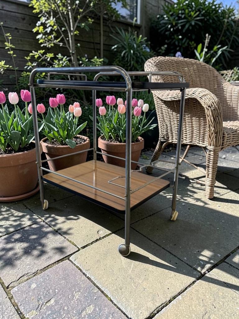 vintage formica bar cart /  bijzettafel op wieltjes, Ophalen