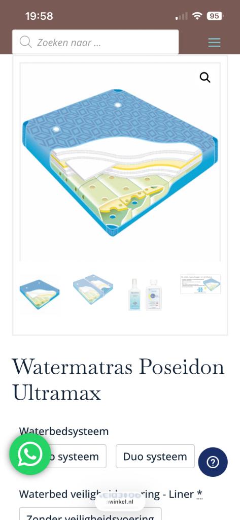 Waterbed matras Poseidon ultramax, Huis en Inrichting, Ophalen, Zo goed als nieuw, Matras, 220 cm