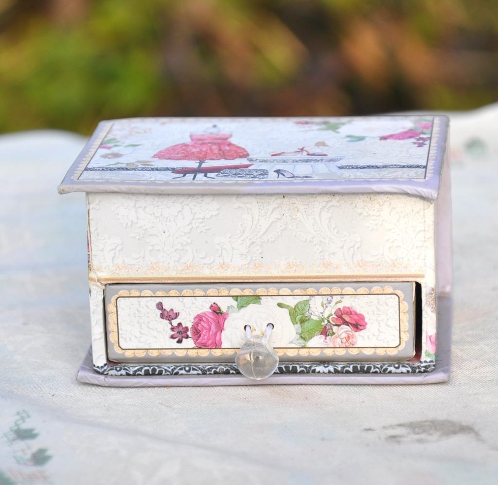 boite a bijoux carton avec tiroir et miroir, Enlèvement ou Envoi
