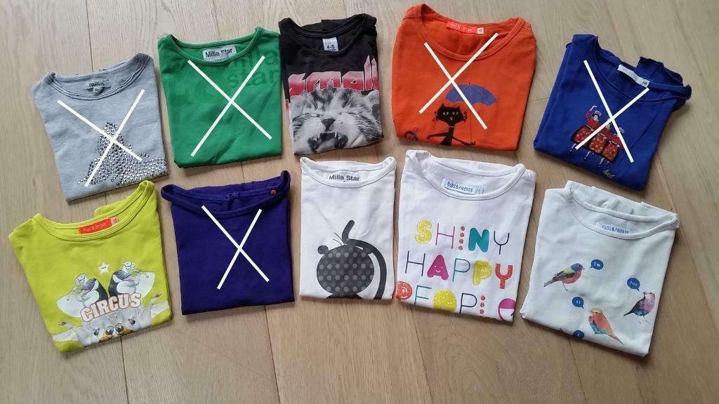 5 t-shirts 'Milla/Filou&friends/Fred&Ginger/Zara' (110), Ophalen of Verzenden, Gebruikt, Meisje, Shirt of Longsleeve