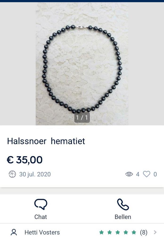 Hematiet halsketting, Handtassen en Accessoires, Ophalen of Verzenden, Zo goed als nieuw