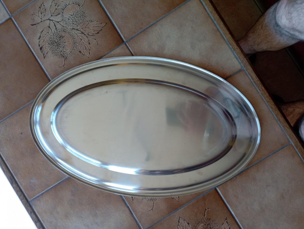 Plat de service oval en inox., Antiquités & Art, Enlèvement ou Envoi