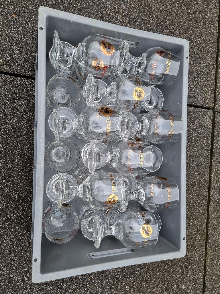 34 Keizer Karel glazen, Verzamelen, Ophalen of Verzenden, Gebruikt, Bierglas