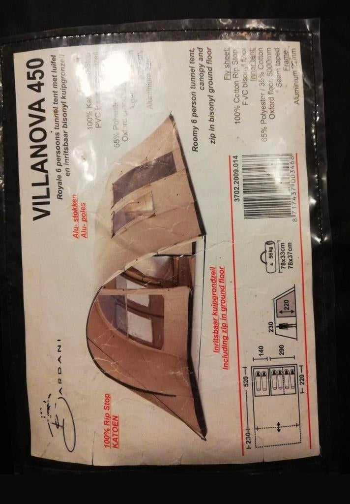 Tent Bardani villanova 450, Ophalen