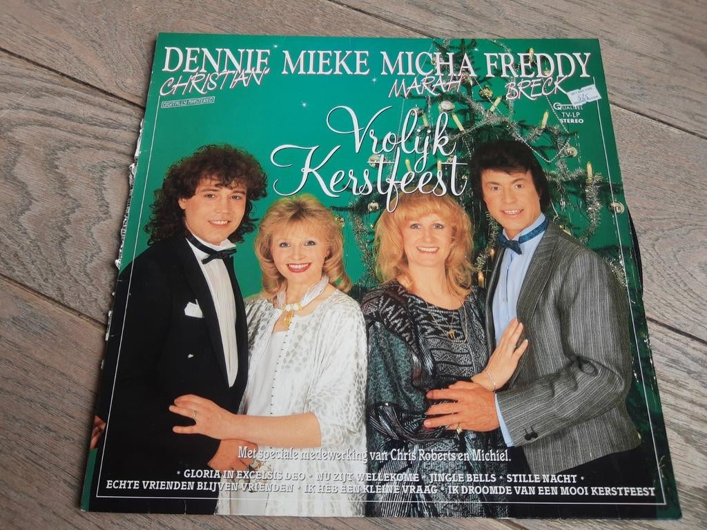 Lp : Vrolijk kerstfeest - Dennie, Mieke, Micha en Freddy, Cd's en Dvd's, Vinyl | Nederlandstalig, Ophalen of Verzenden, Zo goed als nieuw
