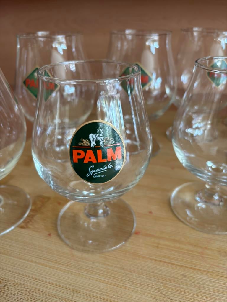 9 palm bierglazen, Ophalen of Verzenden, Zo goed als nieuw, Palm