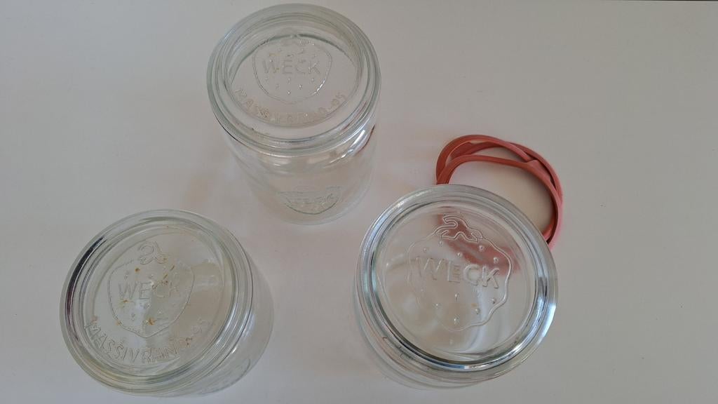 3 weckpotten 2x 1l en 1x 3/4 l, Ophalen of Verzenden, Gebruikt, Glas, Pot, Bus of Blik