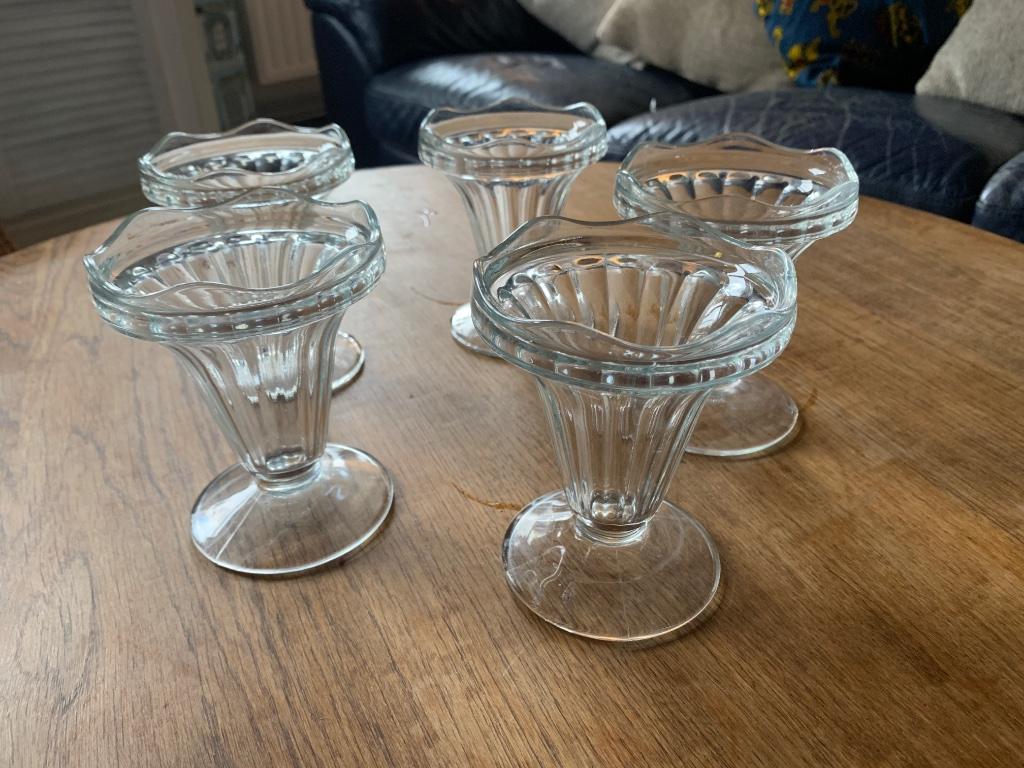 Coupe à glace, coupe à fruits, coupe à dessert en verre 5 pc, Uni, Verre ou Verres, Verre, Utilisé