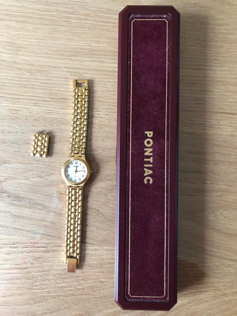 Pontiac dameshorloge goudkleurig, Handtassen en Accessoires, Horloges | Dames, Ophalen of Verzenden, Gebruikt