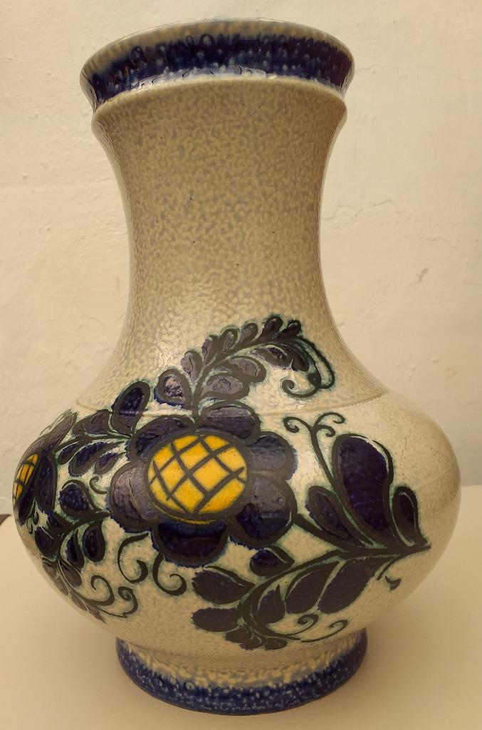 Vintage vaas met blauwe bloemen W. Germany Keramiek genummer, Enlèvement