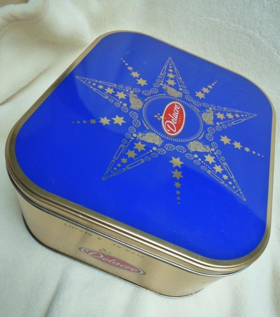 lege koekjesdoos Delacre 2018 kerst, Verzamelen, Ophalen of Verzenden, Gebruikt, Koek(jes), Overige merken