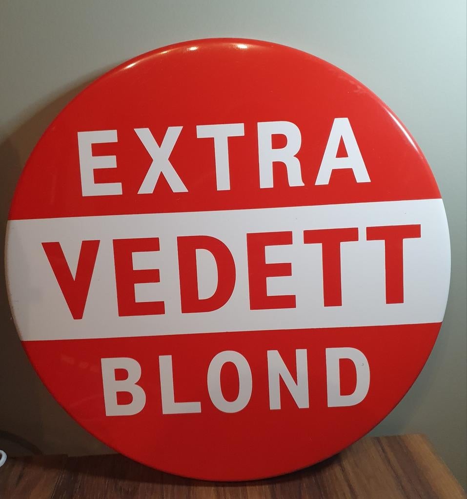 Panneau d'affichage en métal - Extra Vedett Blond -, Enlèvement ou Envoi, Utilisé, Panneau, Plaque ou Plaquette publicitaire, Autres marques