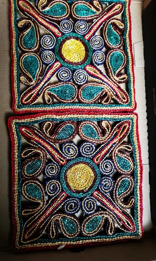 Retro rieten onderzetters ideal lichtgewicht caravan., Ophalen of Verzenden, Huis en Inrichting