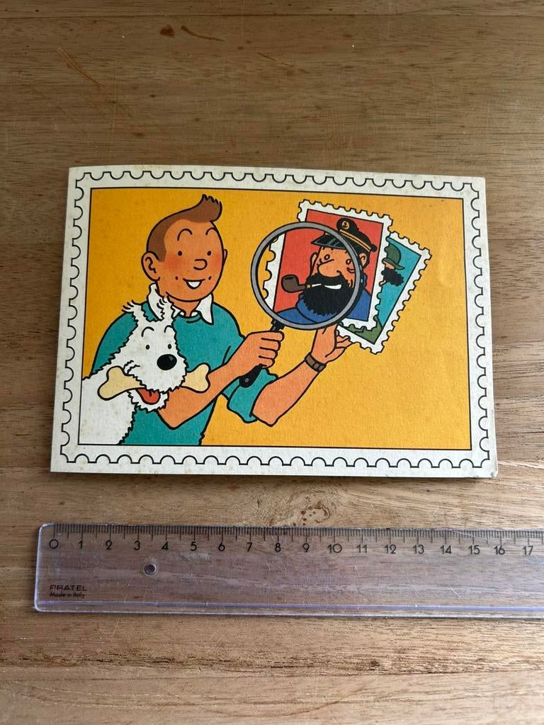 Carte vœux Hergé 1980 reproduction timbre de la jeunesse, Enlèvement ou Envoi