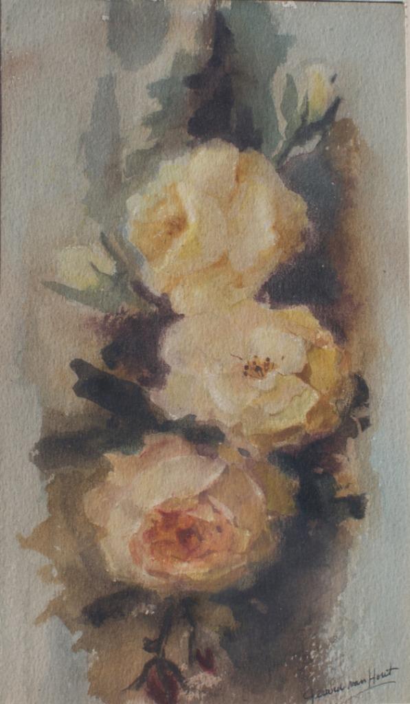 Gerard Van Hout (1914-1992): Bloemen (31,5 x 44 cm, Enlèvement ou Envoi