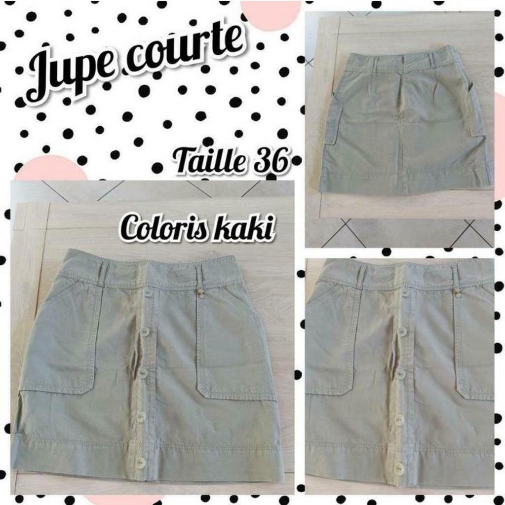 Jupe courte pour femme-kaki-River Woods-T.36, Kleding | Dames, Rokken, River Woods, Ophalen of Verzenden, Maat 36 (S), Gedragen