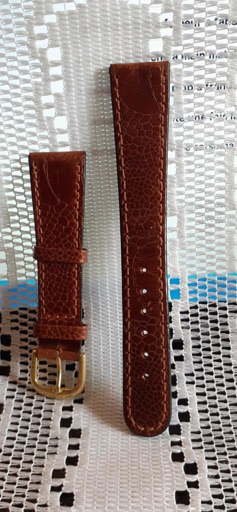 Bracelet montre brun moyen neuf en cuir véritable, Ophalen of Verzenden, Nieuw, Bruin, Leer