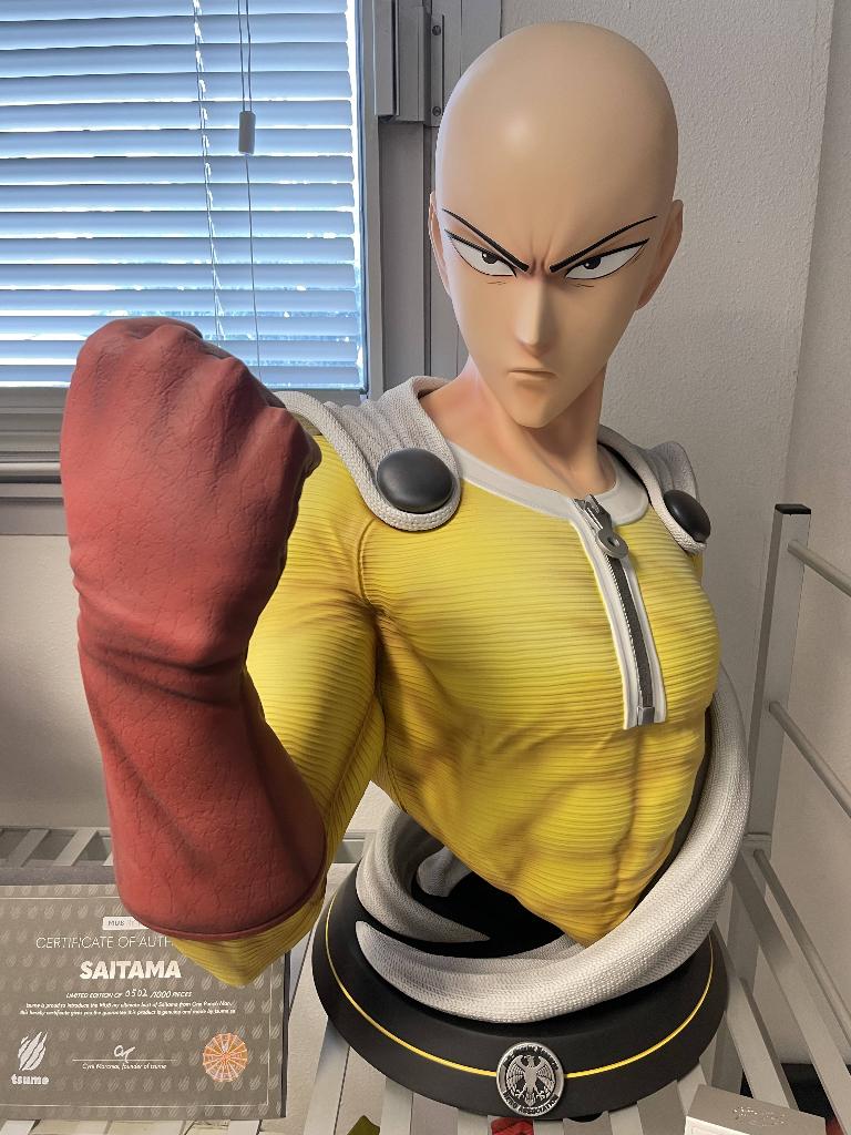 One Punch Man Saitama Buste Taille Réelle 1:1 Tsume, Ophalen of Verzenden, Zo goed als nieuw, Tv, Beeldje, Replica of Model