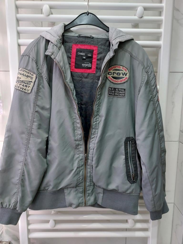 Blouson ado mi saison gris bleu JBC  taille 164 pour 10 €, Enlèvement, Comme neuf, Bleu