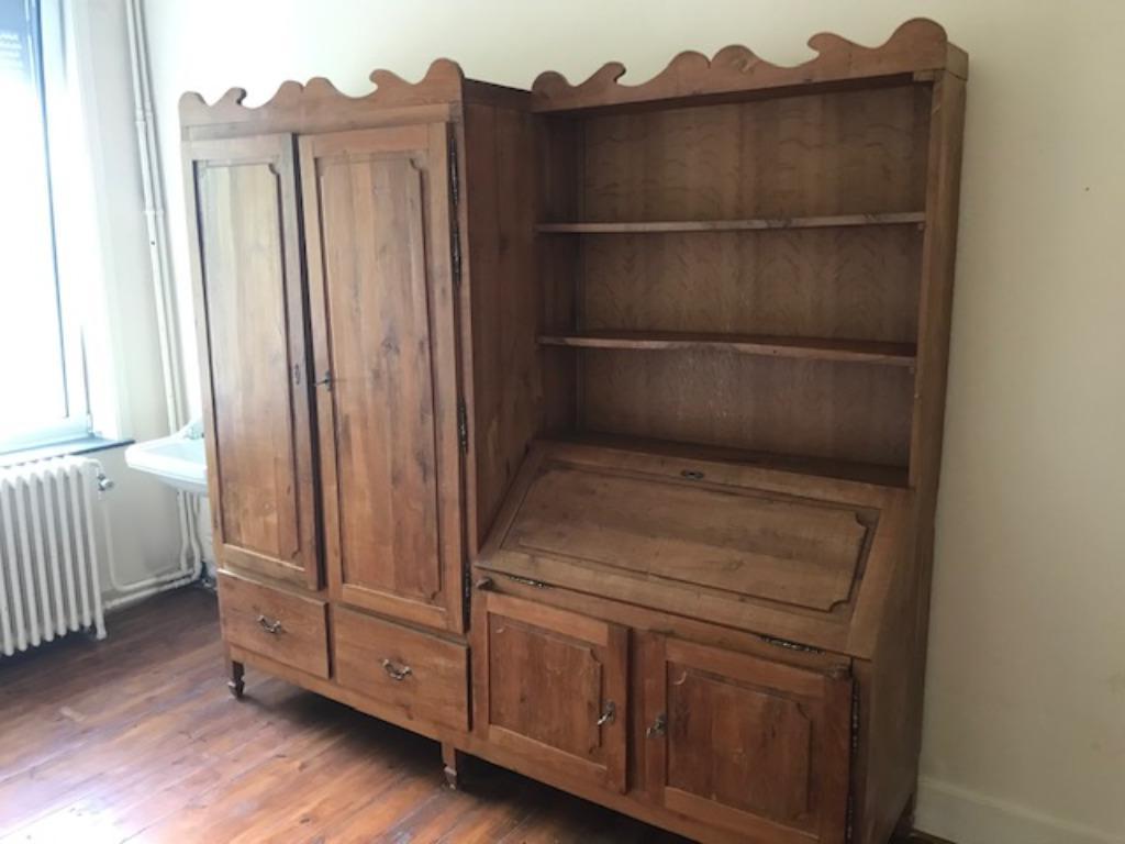 Antieke kleerkast met open klapbare bureau / schrijftafel, Ophalen