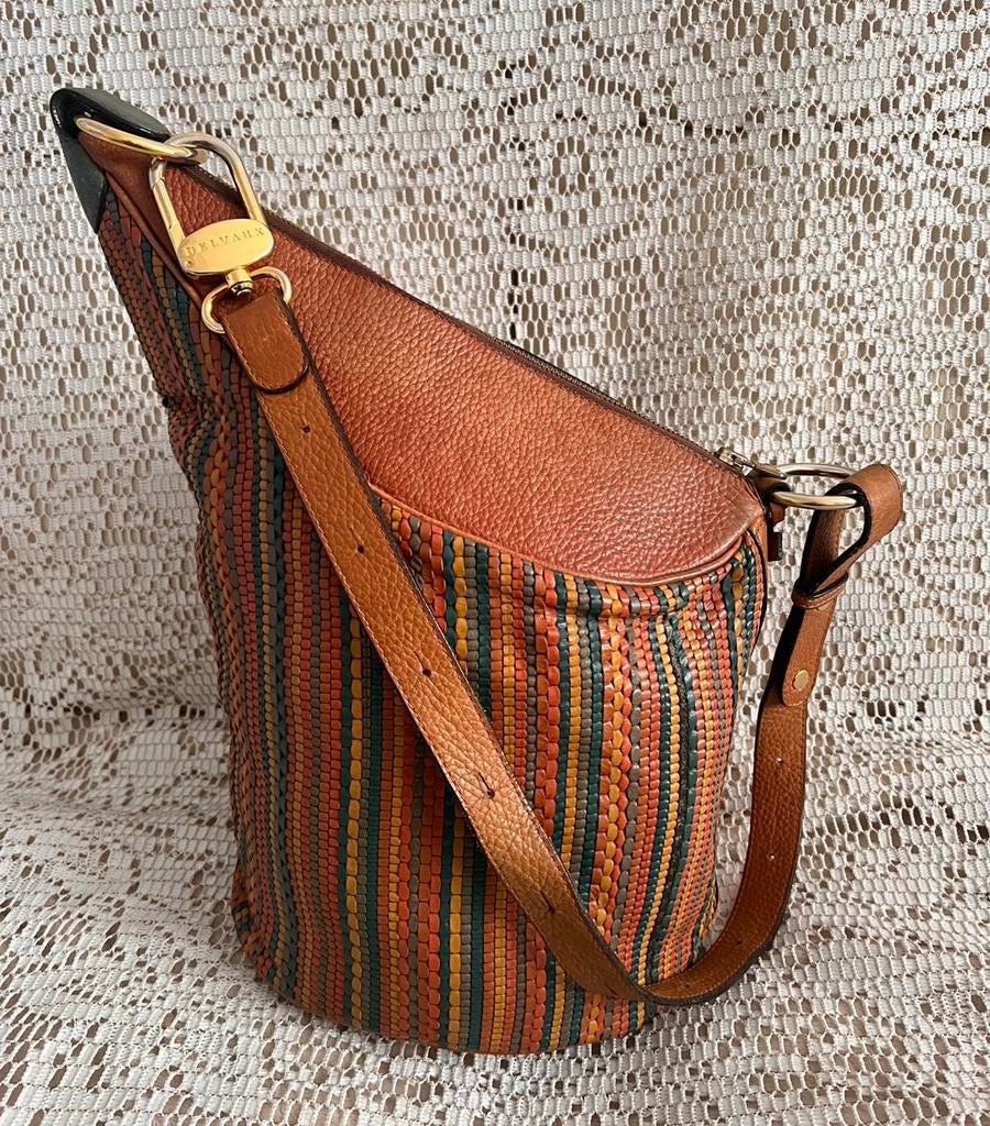 Sac DELVAUX cuir tressé multicolore, Enlèvement ou Envoi, Comme neuf, Cuir