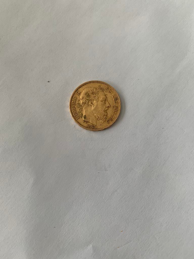 Goud 20 francs Belgique 1867 Leopold 2, Enlèvement ou Envoi, Monnaie en vrac, Or, Or