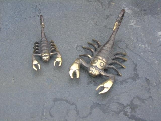 Schorpioen in gepatineerd brons. set van twee stuks!, Ophalen of Verzenden, Brons