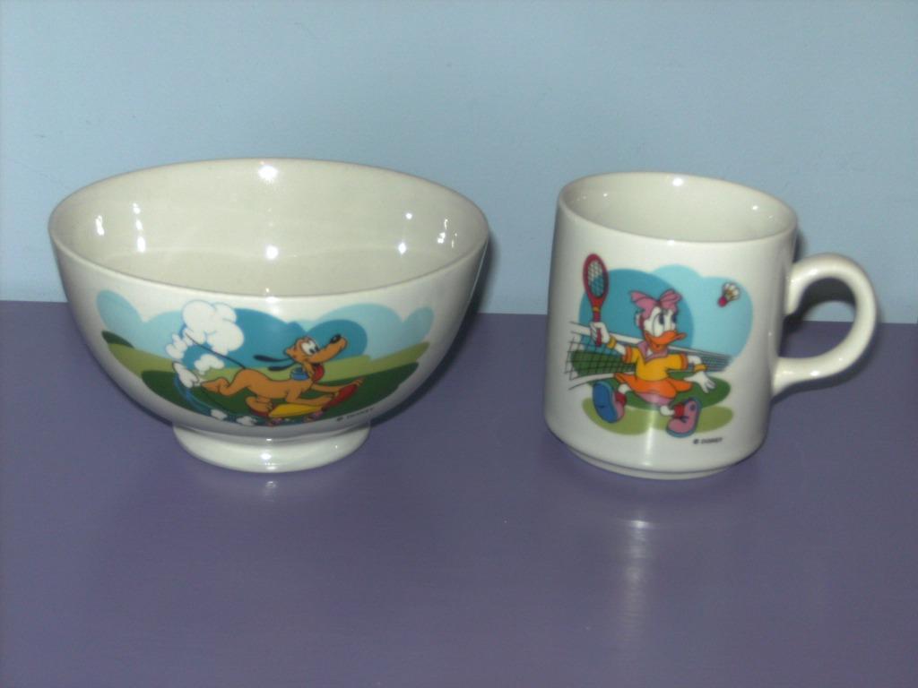 Vintage disney tas en kom., Ophalen of Verzenden, Gebruikt, Servies