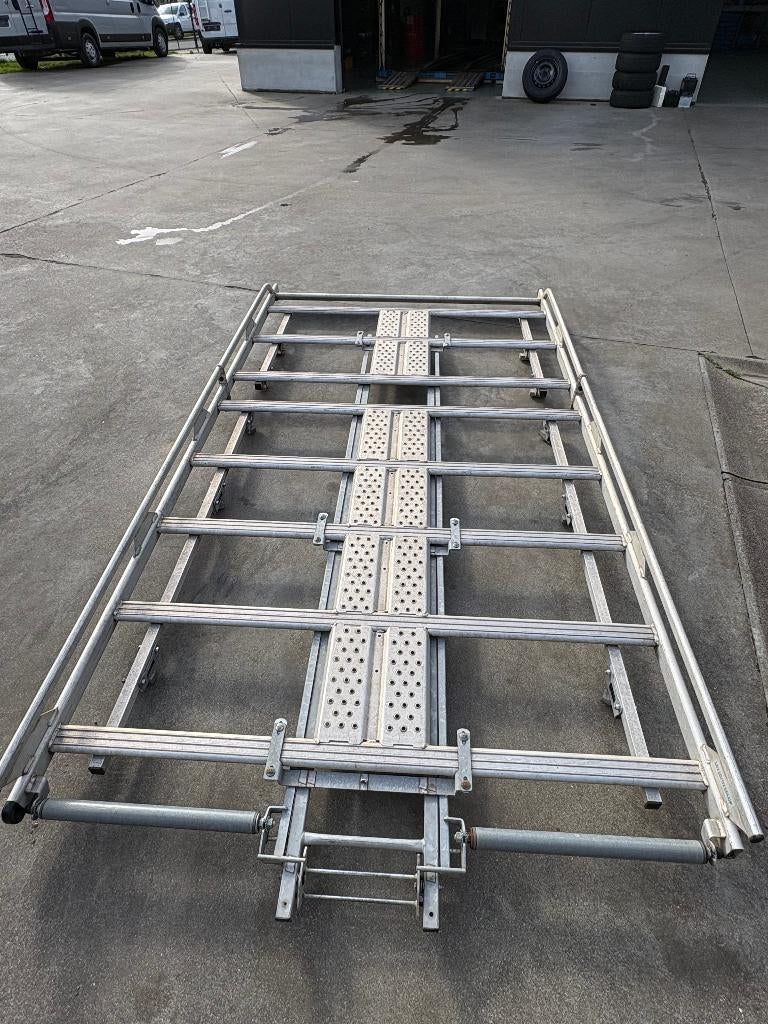 Aluminium dakdrager 2,90 m x 1,55 m met ladder/voetpootjes, Autos : Divers, Porte-bagages, Utilisé, Enlèvement