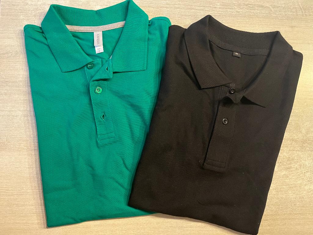 2 nieuwe polo’s maat M zwart en groen, Kariban, Maat 48/50 (M), Zwart, Nieuw