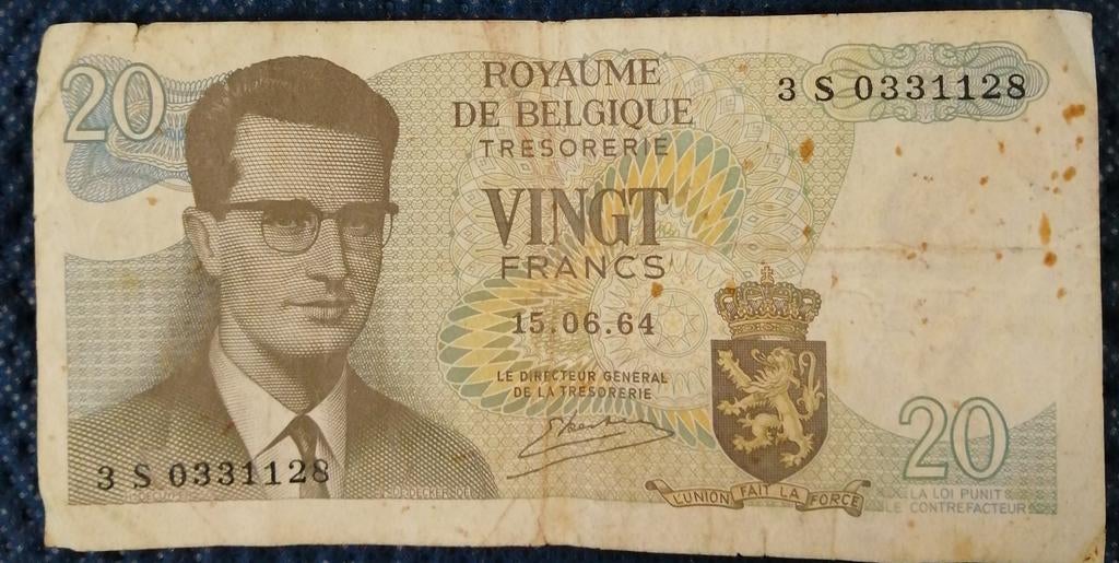 bank biljet twintig frank 1964, Ophalen of Verzenden