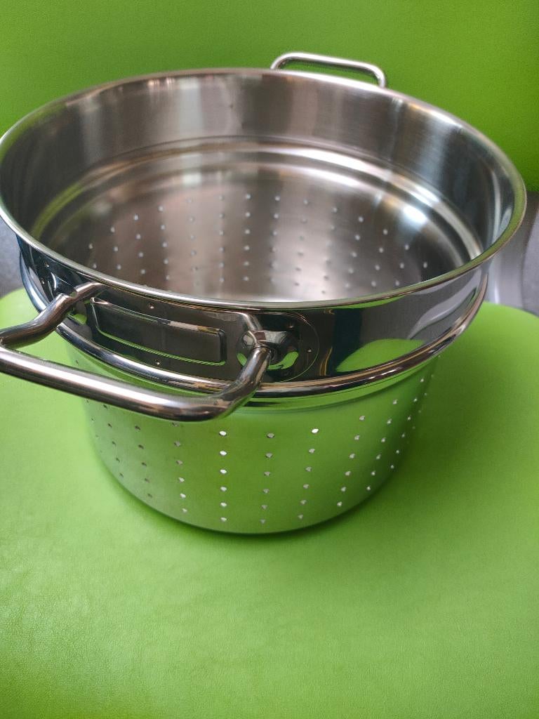 Pastapot pasta koker pot 25cm, Ophalen of Verzenden, Nieuw, Inox, Kookpan of Snelkookpan